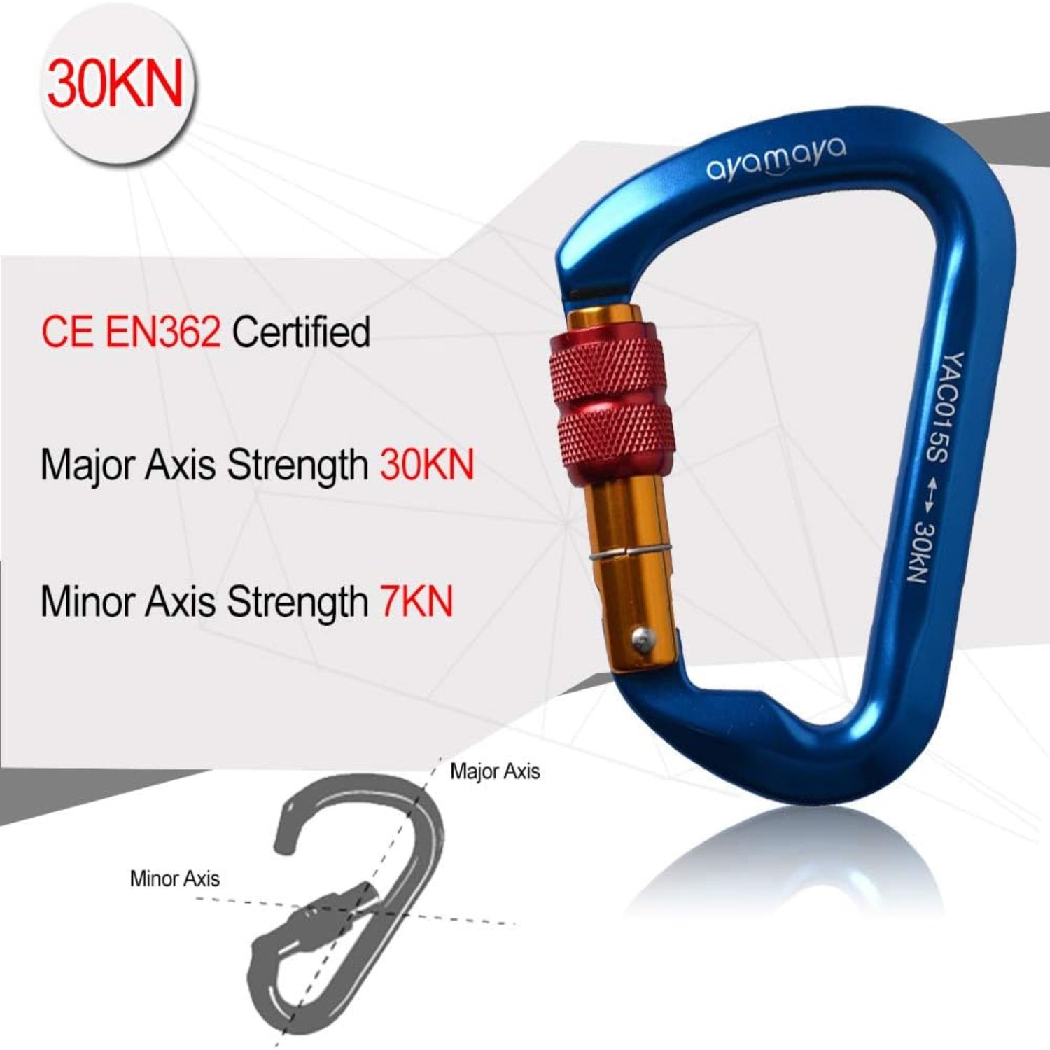 3-Pack Screwgate Locking Carabiners – 30kN (6,744 lbs) Heavy-Duty D-Shaped Carabiners for Rock Climbing, Rappelling