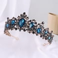 thumbnail image 2 of Zhuge Tiara de boda para novia, diadema de princesa, corona nupcial, joyería para el cabello con diamantes de imitación de cristal, decoración para novia, cumpleaños, graduación, boda (azul claro), 2 of 4