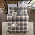 thumbnail image 6 of 6-Piece Herringbone Quilt Set Full/Queen - Neutral Buffalo Plaid Printed Bedding with Throw Pillows, 6 of 11