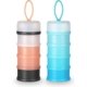 thumbnail image 1 of Dispensador de leche en polvo para bebés CHAO 2 unidades caja dosificadora portátil 4 compartimentos gris rosa azul, 1 of 5