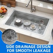 Dextrus 32 Undermount Kitchen Sink Workstation, 304 Stainless Steel, Single Bowl, Honeycomb, Silver