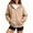 Camel, variant on Women's Oversized Zip Up Hoodie Drawstring Hood Casual Jacket with Pockets Army Green XL