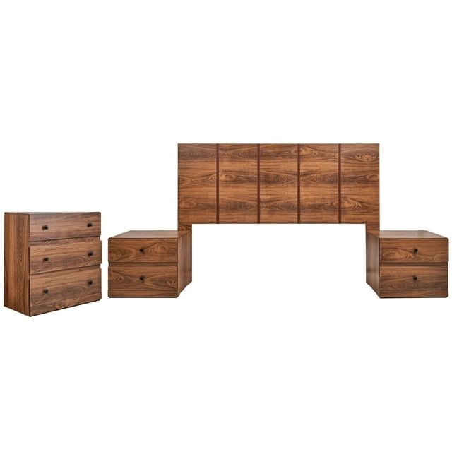 Recamara KS 4 Piezas Louis Sin Espejo Nogal - Kessa Muebles
