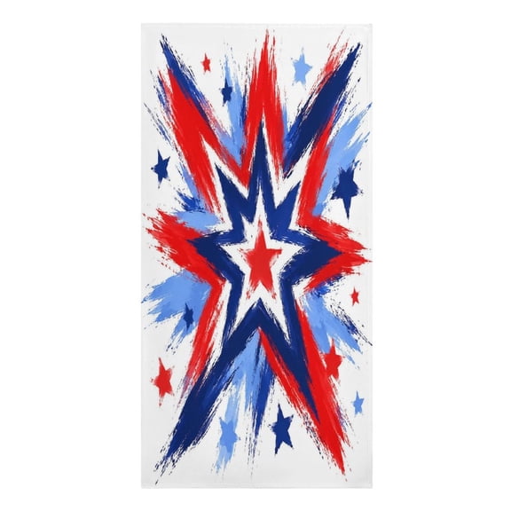 RKSupls Brushstroke Star Burst Patriotic Microfiber Beach Towel Absorbent Compact Towels for Swimming Pool Beach Travel Things for Vacation Essentials Adult Gift,61.4×30.3Inch