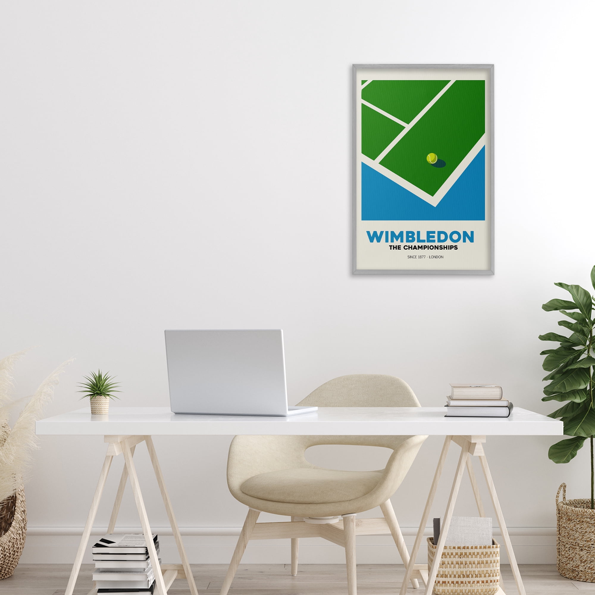 Stupell Industries Wimbledon Tennis Court Gray Framed Giclee Art, design by Andreas Magnusson