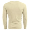 thumbnail image 4 of LNZGNM Men's Long Sleeve Muscle T Shirts Longline Stretch V-Neck Shirts Lightweight Slim Fit Solid Tee Shirt Fashion Business Tees,Khaki L, 4 of 4