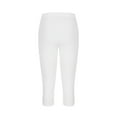 thumbnail image 5 of Ecqkame Summer Women's Yoga Capris Pants Elastic High Waisted Leggings Thin Sports Pants Solid Color Side Split Tummy Control Running Pants with Pockets 04-White XXXL, 5 of 6