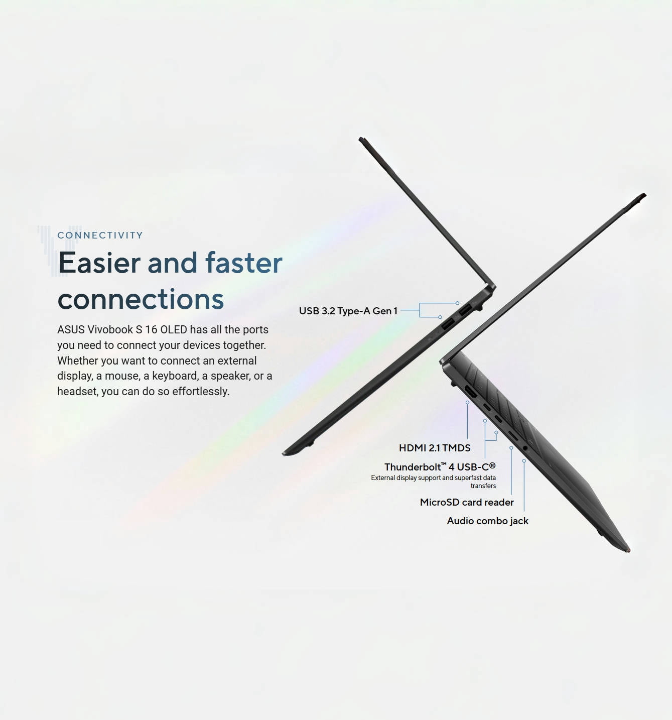 ASUS Vivobook 16" OLED WQXGA+(2880x1800) Slim Laptop, Intel Core Ultra9 285H, Wi-Fi 7, RGB Backlit KB, 2x Thunderbolt 4, FHD Webcam, win11, Wireless Mouse