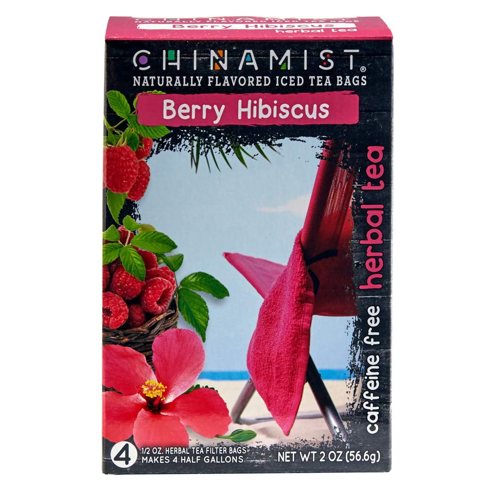China Mist Naturally Flavored Berry Hibiscus Iced Tea Bags, 4-Count Box, 6-Pack (Each Bag Yields 1/2 Gallon)