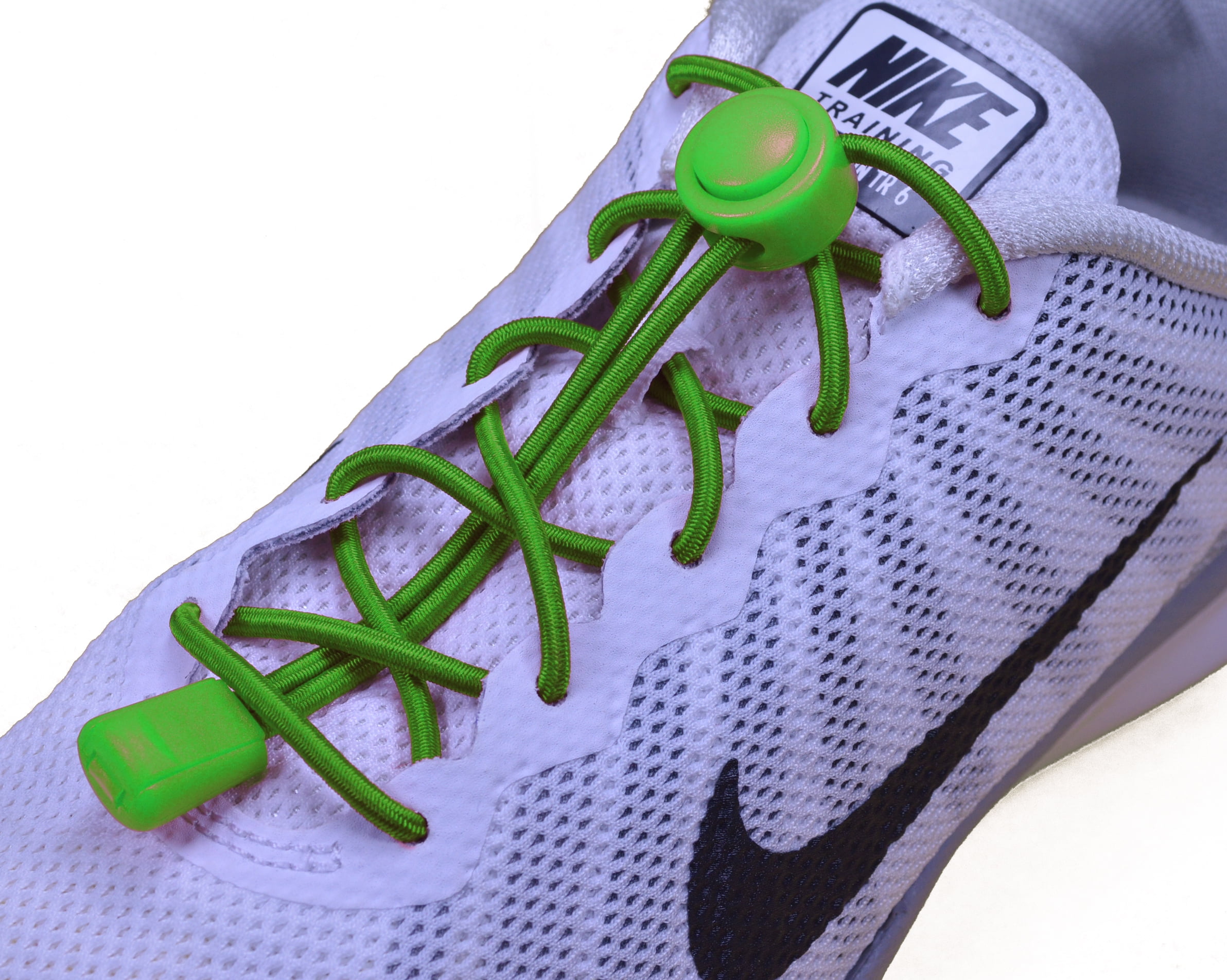 SHOCK SHOE LACES Never Tie Elastic Shoe Laces Kit With Lacing Needle Neon Green