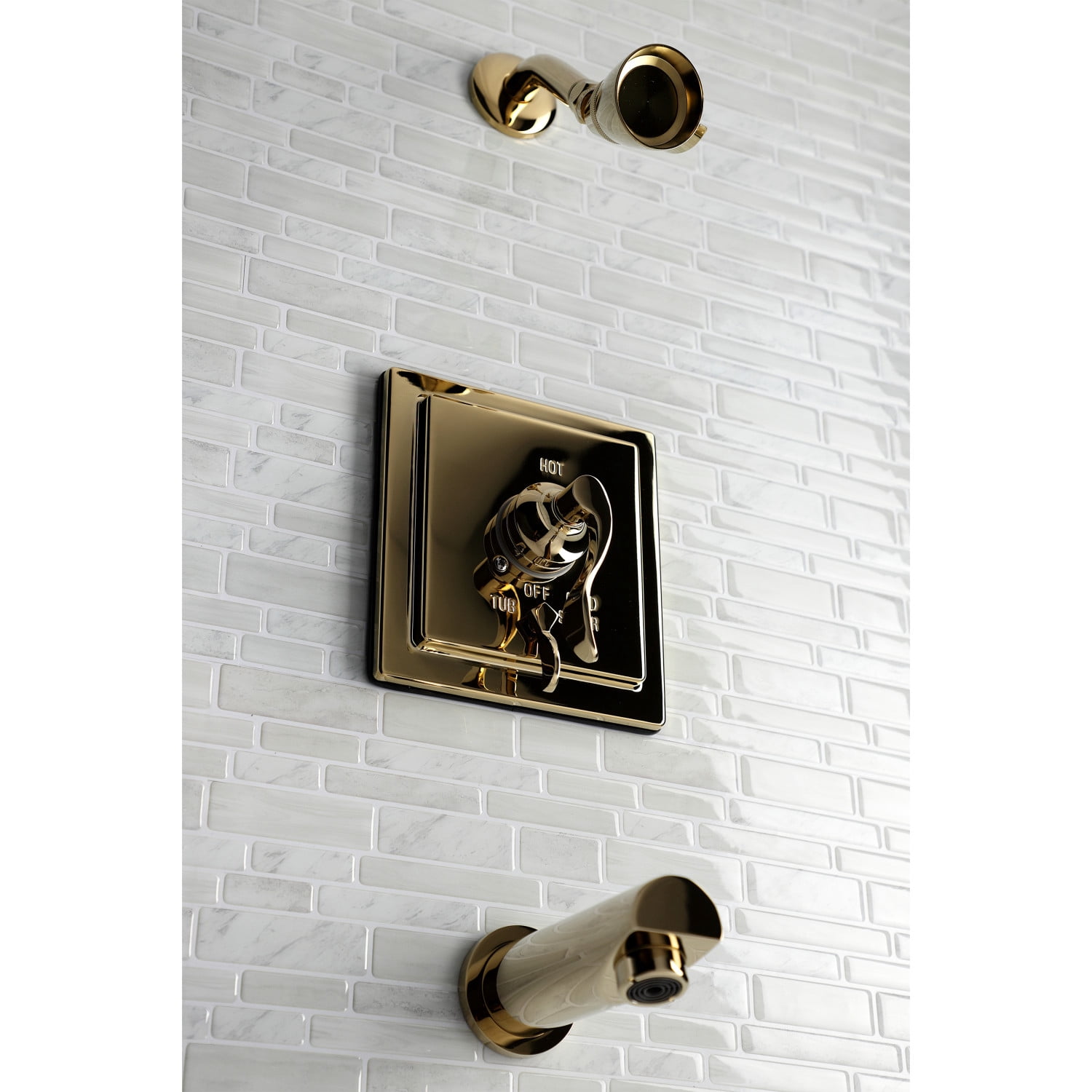 Kingston Brass KB86520DFL Tub and Shower Faucet, Polished Brass