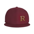 thumbnail image 2 of ZICANCN Alphabet R Pattern Baseball Caps, Trucker Hats for Men And Women, Adjustable Breathable Flat Caps, Dark Red, 2 of 8