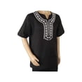 thumbnail image 3 of Men 2pc Stacy Adams leisure suit Linen Cotton With Embroidery 3668 Black White, 3 of 4