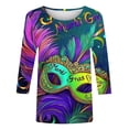 thumbnail image 5 of CaiJunJia Mardi Gras Shirts Clearance,Women's Casual 3/4 Sleeve Tops Crew Neck Knit Basic T Shirts,2025 Mardi Gras Clothing, 5 of 5