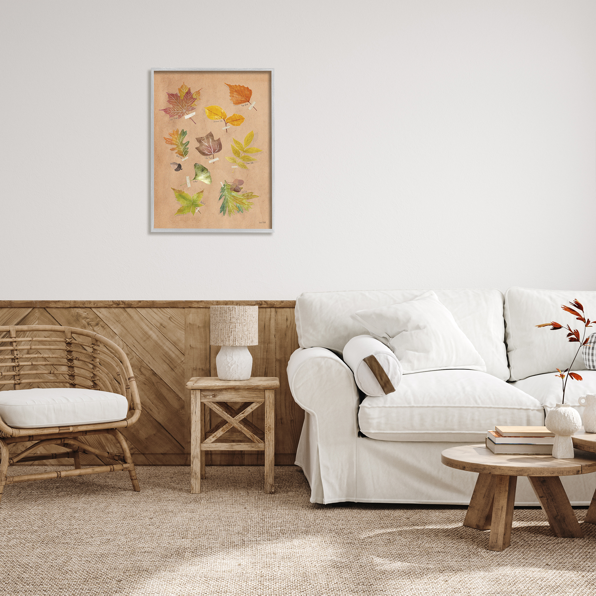 Stupell Industries Woodland Leaf Studies Botanical & Floral Painting Gray Framed Art Print Wall Art, 24 x 30