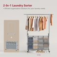 thumbnail image 3 of Tajsoon Laundry Sorter with Hanging Bar, 4 Section Rolling Laundry Hamper Sorter with Heavy Duty Lockable Wheels, Laundry Sorter Cart for Laundry & Bedroom, Gray, 3 of 14
