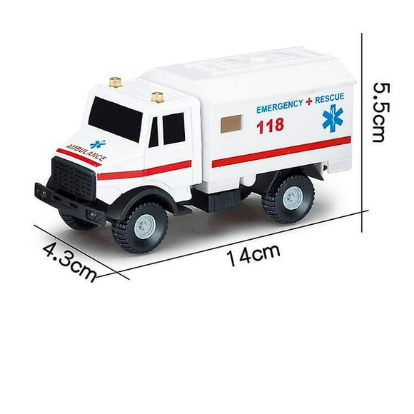 (2 Pieces) Simulation Alloy Rescue Toy Engineering Vehicle Children's Ambulance Lifting Snowplough Boy Car (White Ambulance)