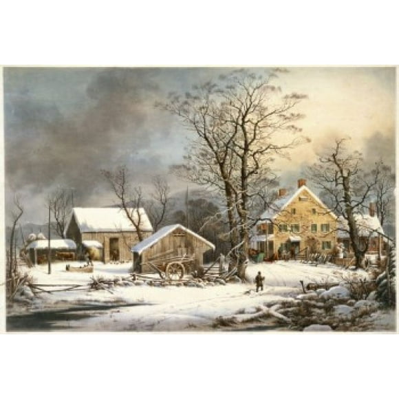 Winter in the Country. A Cold Morning., Currier and Ives (8 x 10) , Color Lithograph , Library of Congress, Washington DC Poster Print (8 x 10)