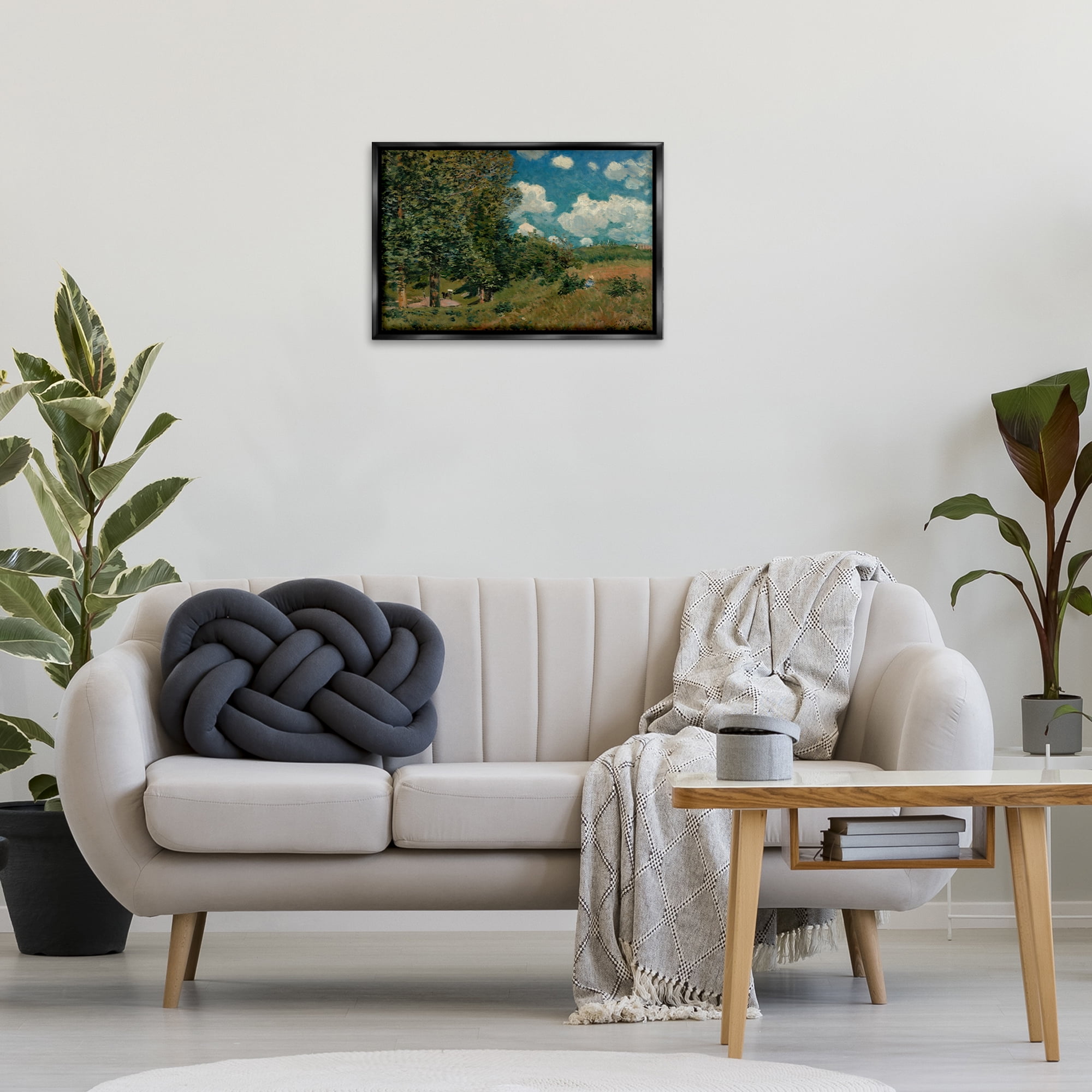Stupell Industries Classic Cloudy Landscape Landscape & Nature Painting Black Floater Framed Canvas Art Print Wall Art, 25 x 17