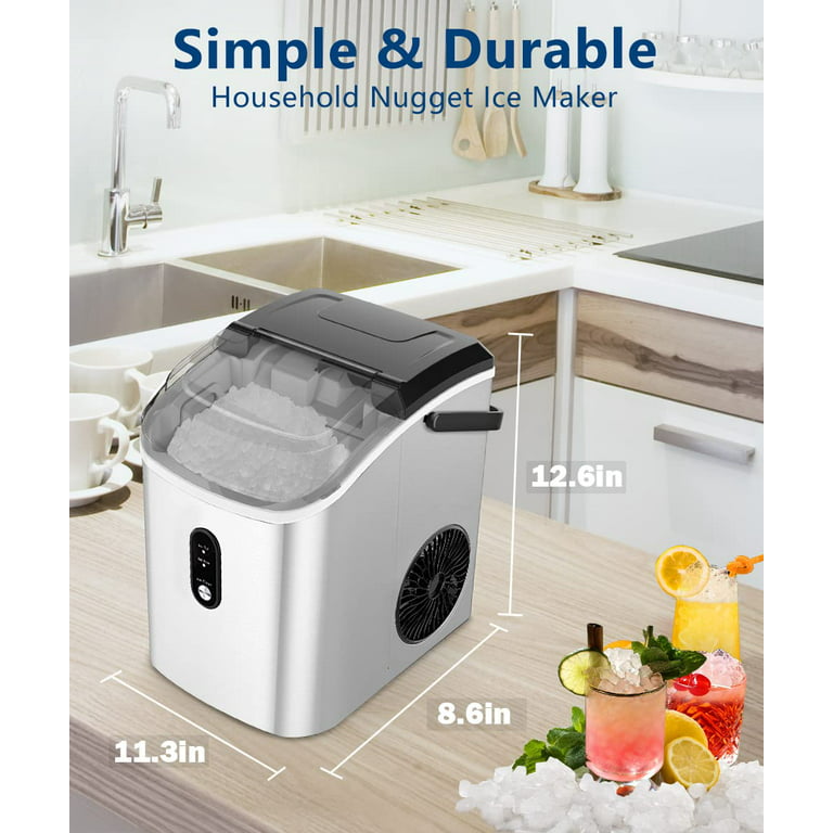 Produce a Basket in 1.5 Hour, Self-Cleaning, One-Click Design, Compact Ice  Maker Nugget with Chewy Ice for Home Bar Party,Black - AliExpress