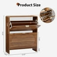 thumbnail image 2 of Narrow Shoe Storage Cabinet for Entryway with 2 Flip Drawers, Freestanding Wood Shoe Cabinet with Arched Stripe Panel, Curved Edge Shoe Organizer Closed Shoe Rack for Hallway, Foyer (Walnut), 2 of 9