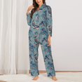 thumbnail image 2 of Fotbe Underwater Animals and Flowers Conjunto de Pijama de Manga Larga para Mujer con Estampado, Ropa de Dormir de 2 Piezas, Conjunto de Casa Suave y Cómodo con Bolsillos-X-Large, 2 of 7