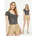 thumbnail image 3 of SSLR Crop Tops for Women Short Sleeve T Shirts Waffle Ribbed Henley Scoop Neck Tee Shirts, 3 of 7