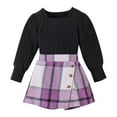 thumbnail image 6 of Fsqjgq 2T Girl Clothes Trendy Girls Clothes Girl Skirt Sets 2 Piece Outfits Square Neck Jacquard Puff Sleeve Tops Plaid Mini Skirt Shorts Fall Winter Clothes Baby Girl Outfits Kids Sets Size 100, 6 of 7