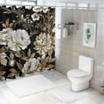 thumbnail image 6 of BCIIG Black White Peony Shower Curtain Vintage Gold Leaves Flower Rustic Retro Boho Floral Botanical Bathroom Decor Waterproof Fabric with Hooks, 6 of 6