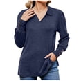 thumbnail image 1 of Women's Round Neck Gradient Long Sleeved Top Sweater Hooded Sweater, 1 of 1
