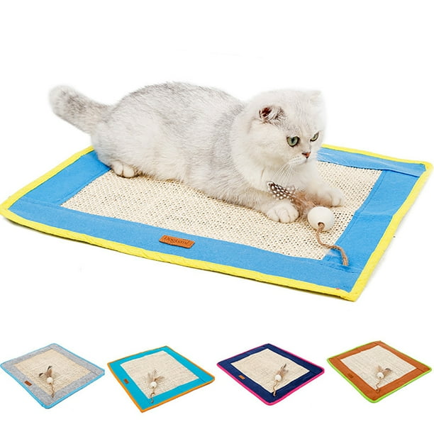 Cat Scratch Pad, with Feather Bell Toy Durable Sisal Cats Scratcher