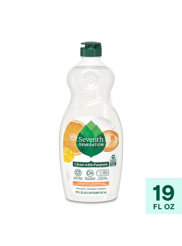 Seventh Generation Liquid Dishwashing Soap Clementine Zest & Lemongrass, 19 oz