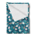 thumbnail image 2 of Floral Soft Flannel Fleece Throw Blanket, Vibrant Selective Color Palette Floral Pattern Butterflies Petals, Cozy Plush for Indoor and Outdoor Use, 50" x 60", Multicolor, by Ambesonne, 2 of 5