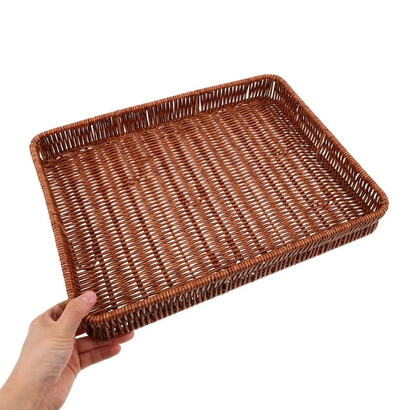 BESTYASH 1Pcs Storage Bin Kitchen Baskets Plastic Woven Flat Natural Style For Household Users