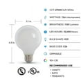 thumbnail image 3 of Feit Electric 100-Watt Equivalent G25 E26 Dimmable White Bulbs 3-PK, Soft White, 3 of 4