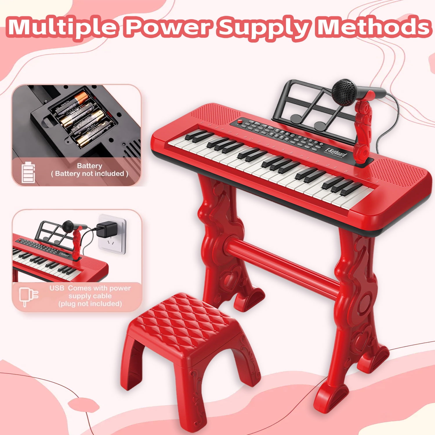 LINXUXIE Keyboard Piano Toys for Kids, 37 Keys Musical Instruments for Baby with Microphone, Toddlers Birthday Gifts for 3 4 5 6 7 8 Year Old