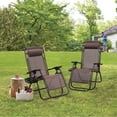 thumbnail image 3 of Vineego Adjustable Zero Gravity Chair with Pillow - Set of 2 Brown, 3 of 8