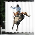 thumbnail image 4 of Ambesonne Rodeo Shower Curtain, Cowboy Bucking Bull Western, 69"Wx75"L, Rust Beige, 4 of 5