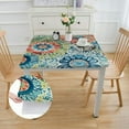 thumbnail image 2 of BANET  Deluxe Elastic Edged Flannel Backed Vinyl Fitted Table Cover - Multi-Color Geometric Medallion Pattern white, 2 of 7