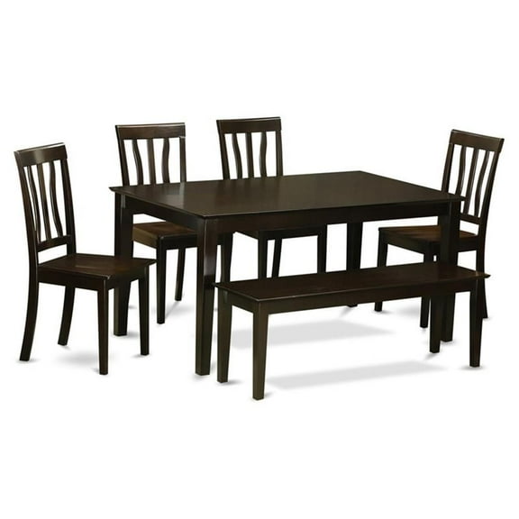Atlin Designs 6-piece Dining Set with Wood Seat in Cappuccino