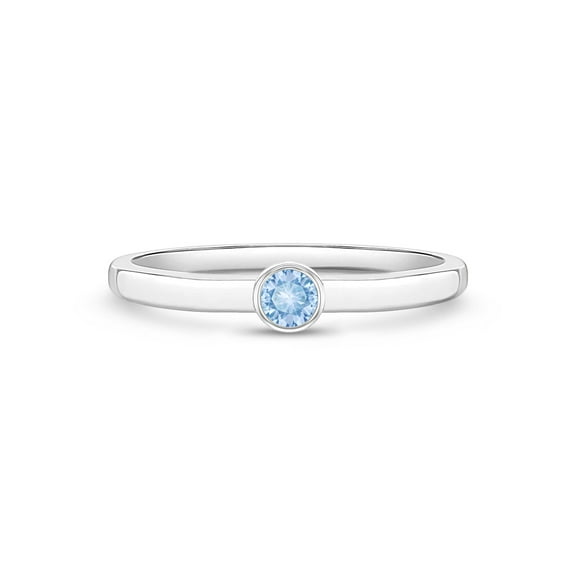 925 Sterling Silver Simulated Aquamarine Birthstone CZ Ring For Pre-Teens Size 5