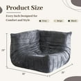 thumbnail image 5 of Congermom Bean Bag Chair, Memory Foam Bean Bag Chairs for Adults, Fireside Corner Chair Lazy Floor Corner Sofa for Living Room, Bedroom, Dorm, Office (GREY), 5 of 7