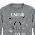 thumbnail image 3 of Pokémon - Pikachu Pokedex Diagram - Youth Long Sleeve Graphic T- Shirt, 3 of 5
