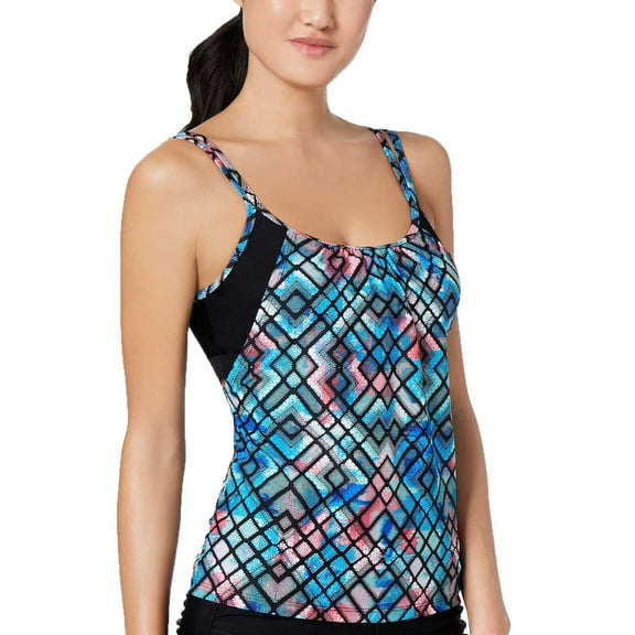 Go by Gossip Women's Layered Top Swimsuit, Blue, Small