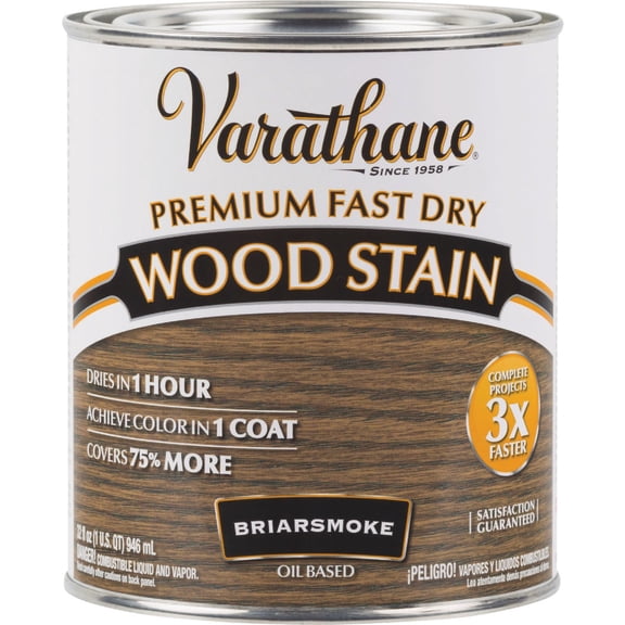 Rust-Oleum Wood Stain Briarsmoke Premium Fast Dry - Semi-Transparent Gray - 1 Qt — Exterior Wood Surfaces, UV-Resistant Formula