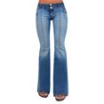 thumbnail image 2 of Yunliwuli Womens Denim Flared Jeans Pockets High Waisted Stretchy Full Length Slim Fit Pull-On Denim Trousers, 2 of 10
