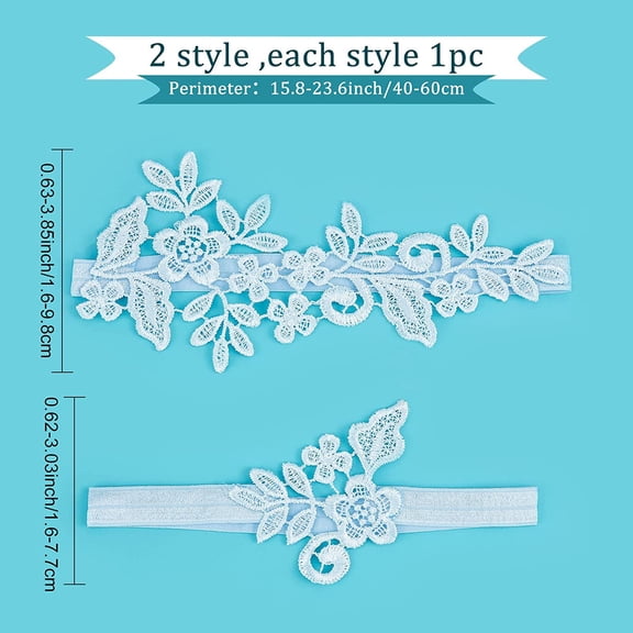 1 set Bridal Wedding Garter Flower Blue Lace Wedding Garter set for Bride Women's Garter Belt Wedding Bridal Garter Prom Garter Bridal Accessories Leg Garter Belt