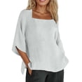thumbnail image 2 of Tops for Women 3/4 Sleeve Solid Color Fashion Summer T Shirts 2026 Square Neck Lightweight Casual Going Out Tees, 2 of 4