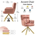thumbnail image 6 of High-Back Upholstered Leisure Chair, Modern Velvet Swivel Chair with Gold Metal Legs, Accent Living Room Chair for Living Room, Bedroom and Apartment, Pink, 6 of 6