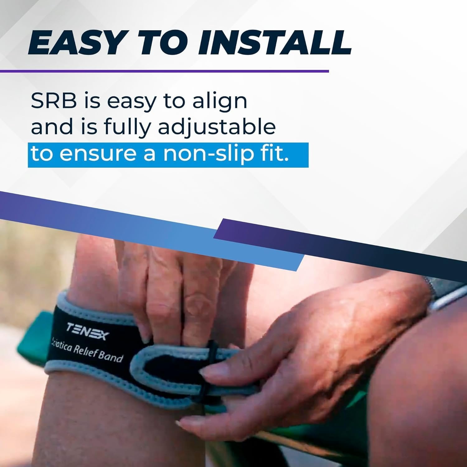 TENEX Sciatica Relief Band  Ultra-Comfortable, Single-Band, Non-Slip Sciatic Nerve Brace, Targets UB40 Acupoint for Immediate, Effective Sciatica Pain Relief, Ideal for Daily Use, Unisex